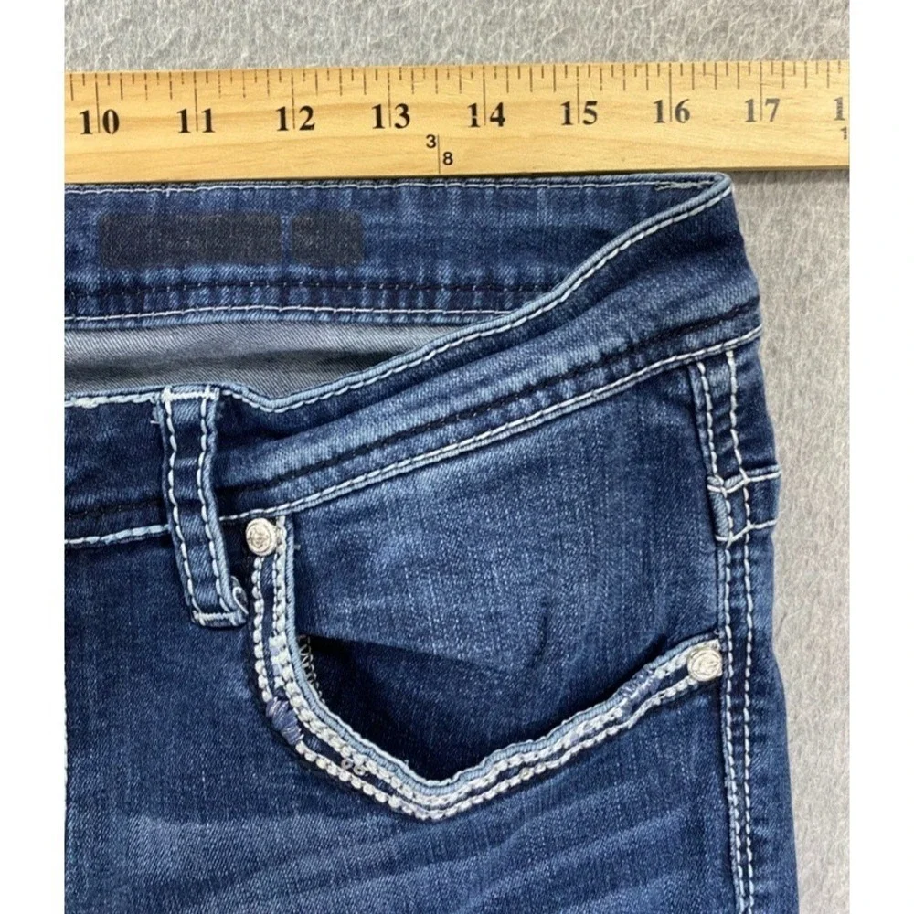 Grace In LA Womens Size 14 Denim Jeans w/Embroidery Cross Pockets Bling Studs